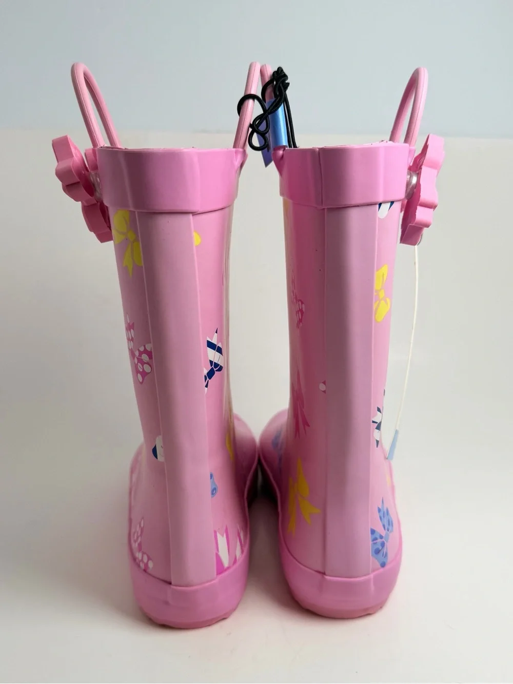 Girls Pink Butterfly Rain Boots with Decorative Bows